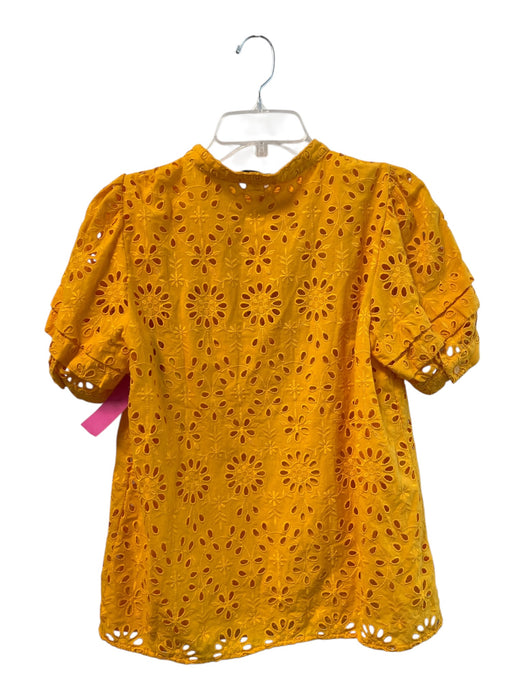 J. Crew Size M Orange Polyester Eyelet Short Sleeve V Neck Cami Inc. Top Orange / M