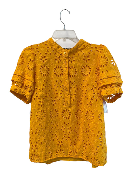 J. Crew Size M Orange Polyester Eyelet Short Sleeve V Neck Cami Inc. Top Orange / M