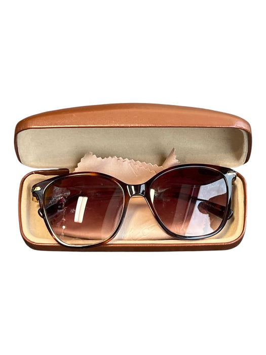 Longchamp Brown & Black Acetate Gold hardware Logo Wire Sunglasses Brown & Black