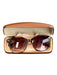 Longchamp Brown & Black Acetate Gold hardware Logo Wire Sunglasses Brown & Black