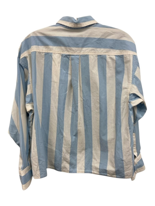 J Crew Size 8 Light blue & white Cotton Striped Button Down Collar & Cuff Top Light blue & white / 8