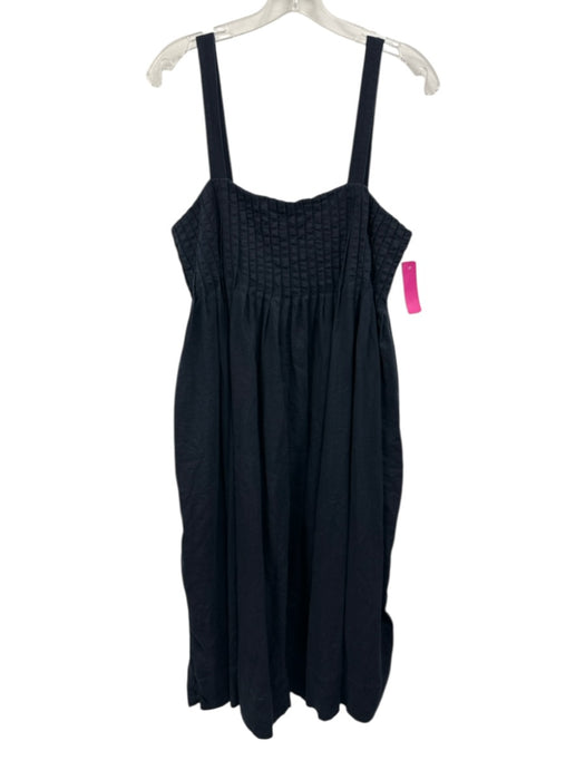 Banana Republic Size M Navy Viscose Blend Shoulder Strap Ribbed Trim Dress Navy / M