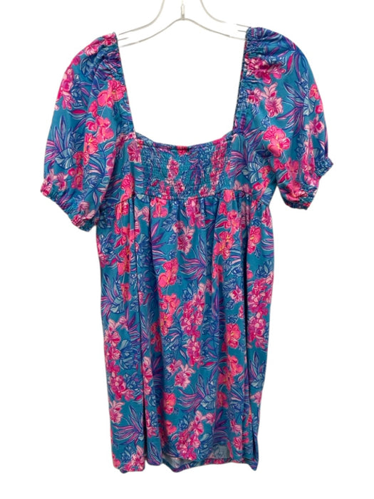 Lily Pulitzer Size 4 Blue, Pink & Purple Cotton Puff Short Sleeve Dress Blue, Pink & Purple / 4