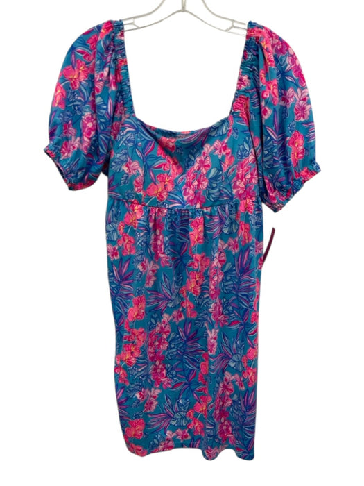Lily Pulitzer Size 4 Blue, Pink & Purple Cotton Puff Short Sleeve Dress Blue, Pink & Purple / 4