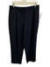 Zara Size L Navy Linen & Viscose clasp closure Stitch Detail Pockets Pants Navy / L