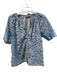 Vineyard vines Size M Blue Cotton V Neck Short Puff Sleeve Floral Print Top Blue / M