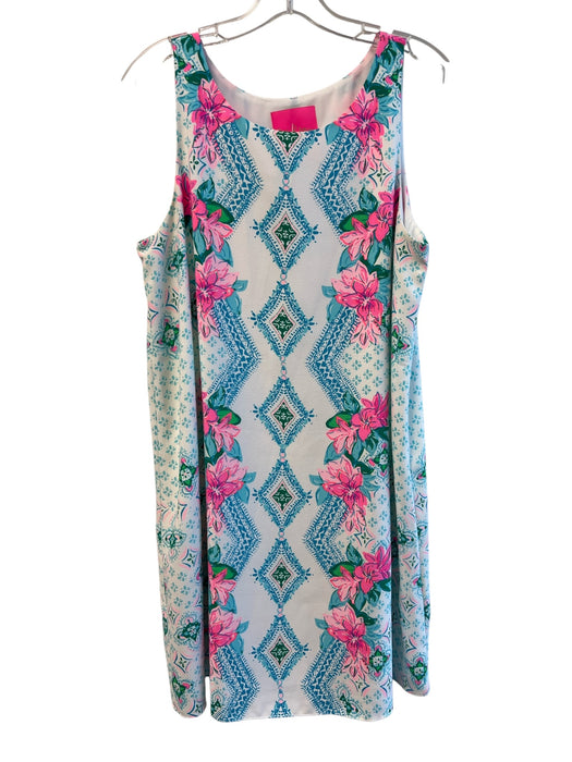 Lily Pulitzer Size M Pink & blue Polyester Sleeve Cut Outs Floral Print Dress Pink & blue / M