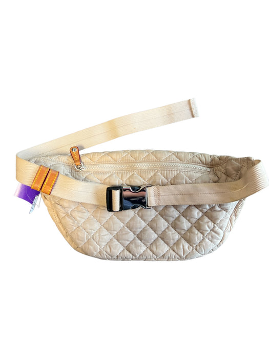 MZ Wallace Beige Manmade Material Quilted Silver Hardware Zip closure Bag Beige / S