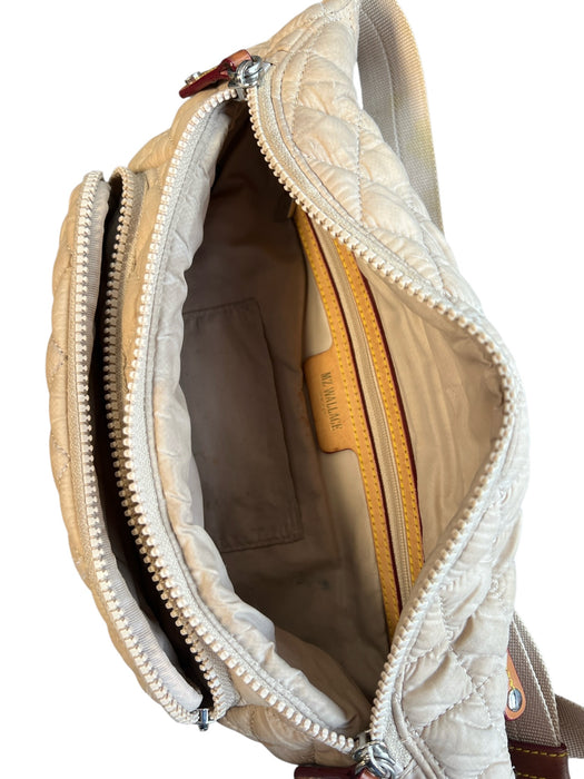 MZ Wallace Beige Manmade Material Quilted Silver Hardware Zip closure Bag Beige / S