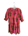 THML Size S Pink Cotton V Neck Floral 3/4 Sleeve Tiered Dress Pink / S