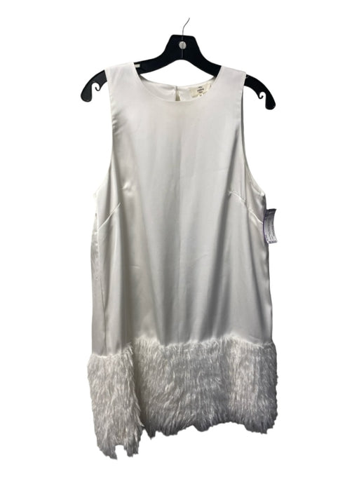 Entro Size M White Polyester Round Neck Sleeveless Keyhole Back Dress White / M