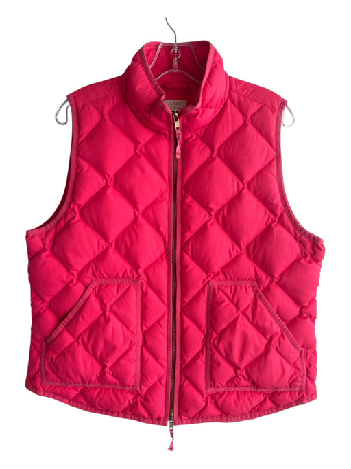 J Crew Size Large Pink Polyester High Neck double zip Front Pocket Vest Pink / Large