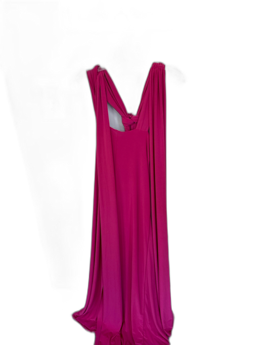 Club L Size 6 Berry Polyester Blend Cross Back Deep Cut Gown Berry / 6