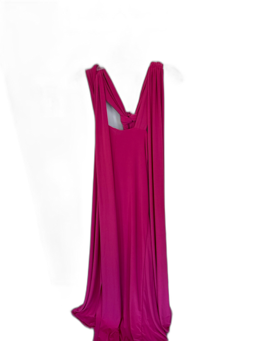 Club L Size 6 Berry Polyester Blend Cross Back Deep Cut Gown Berry / 6