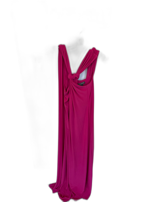 Club L Size 6 Berry Polyester Blend Cross Back Deep Cut Gown Berry / 6