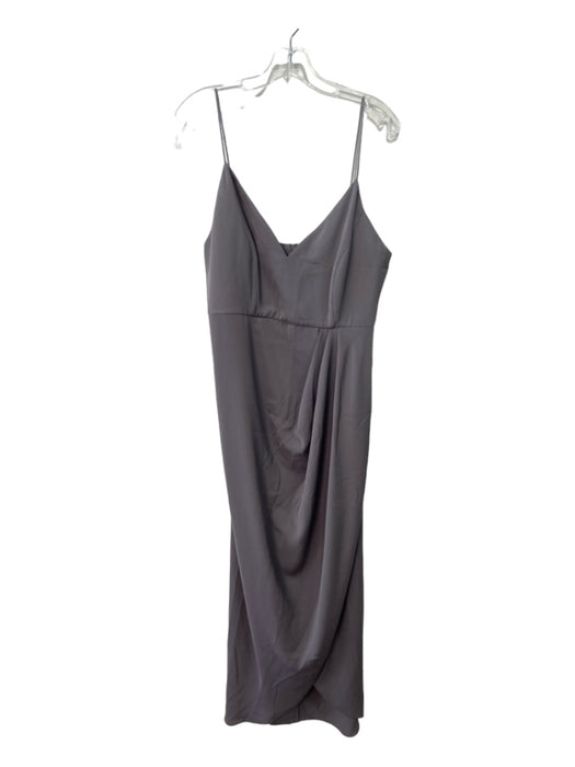 Shona Joy Size 14 Grey Polyester Sleeveless Split Back Zip Maxi Dress Grey / 14