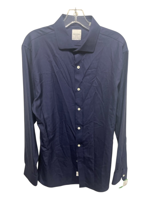 Todd Snyder Size 16 Blue Cotton Blend Solid Button up Men's Long Sleeve Shirt Blue / 16