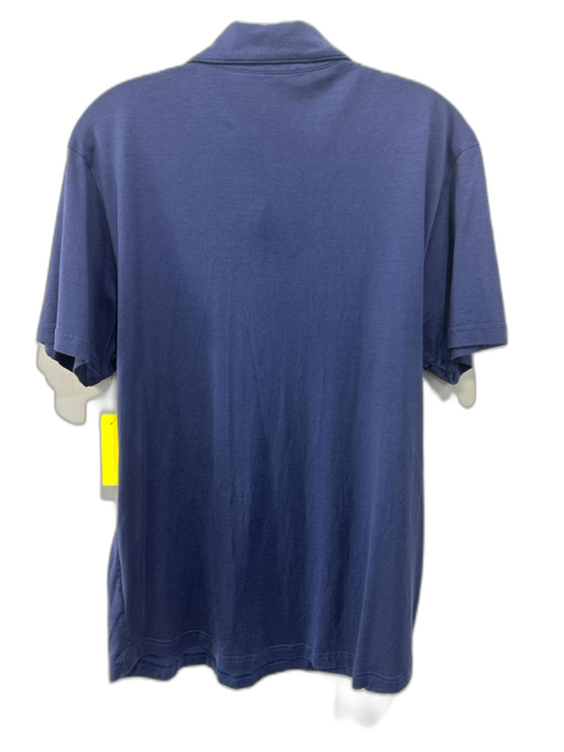 Luca Faloni Size L Navy Blue Silk Solid Polo Men's Short Sleeve Navy Blue / L