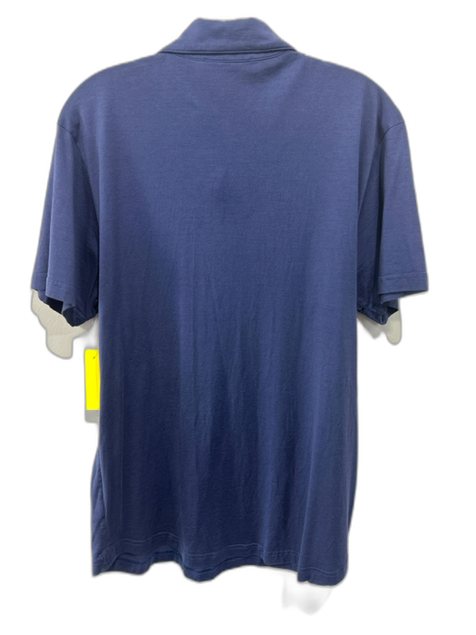 Luca Faloni Size L Navy Blue Silk Solid Polo Men's Short Sleeve Navy Blue / L