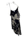 H Halston Size S Black & Beige Silk One Shoulder Sleeveless Abstract Dress Black & Beige / S