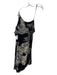 H Halston Size S Black & Beige Silk One Shoulder Sleeveless Abstract Dress Black & Beige / S