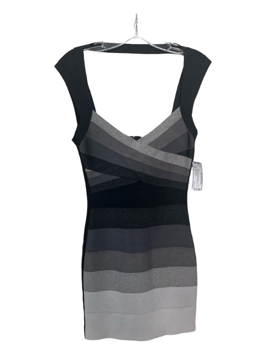 Herve Leger Size S Gray & Black Bandage Sleeveless Body Con Knee length Dress Gray & Black / S