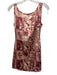 Miaou Size S Red & Beige Polyester Sleeveless Pleats Graphic Dress Red & Beige / S