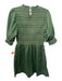 Hill House Size M Green Cotton 1/2 Puff Sleeve Smocked Bodice Knee Length Dress Green / M
