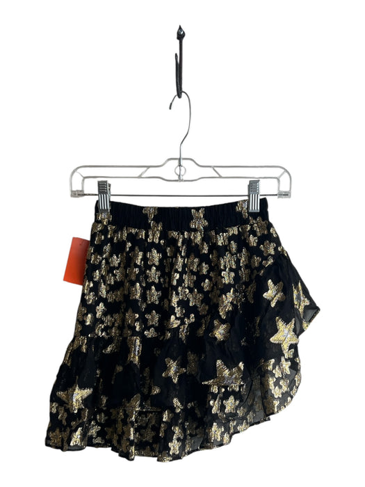 Love Shack Fancy Size P Black & Gold Viscose Blend Elastic Waist Asymetric Skirt Black & Gold / P