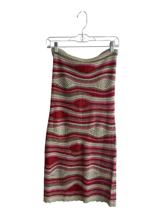 Farm Rio Size Medium Pink, Brown & Cream Polyester Blend Strapless Bow Tie Dress Pink, Brown & Cream / Medium