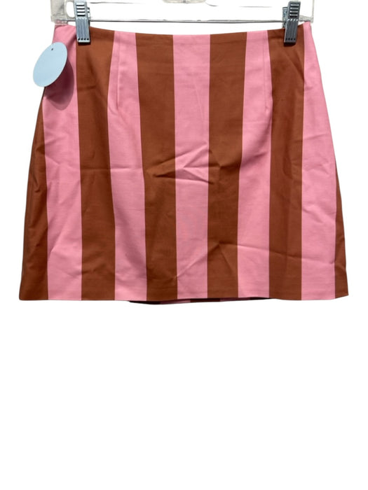 Hill House Size S Pink & Brown Cotton Blend Striped Side Zip A Line Mini Skirt Pink & Brown / S