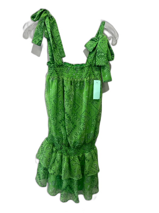 Amanda Uprichard Size XS Green, Black & White Polyester Bandana Print Dress Green, Black & White / XS