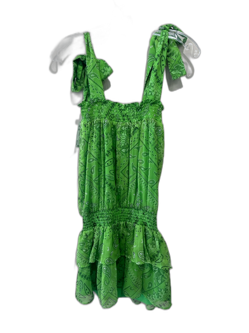 Amanda Uprichard Size XS Green, Black & White Polyester Bandana Print Dress Green, Black & White / XS