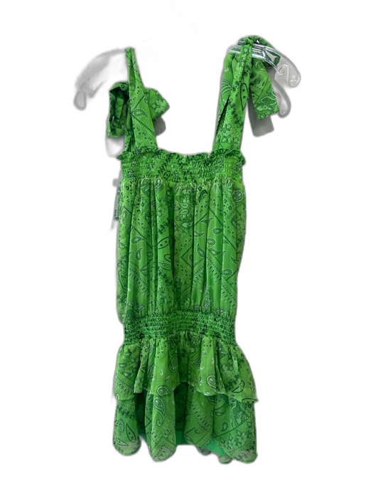 Amanda Uprichard Size XS Green, Black & White Polyester Bandana Print Dress Green, Black & White / XS