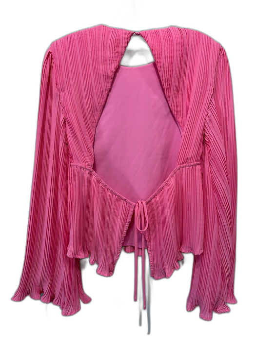 Lovers and Friends Size XS Pink Polyester Accordian Pleats Long Flare Sleeve Top Pink / XS