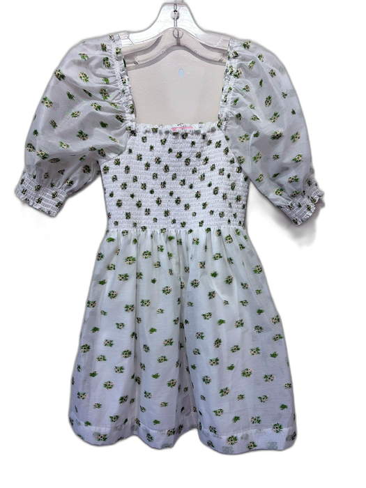 Hill House Size S White & Green Polyester Blend Floral Embroidered Dress White & Green / S