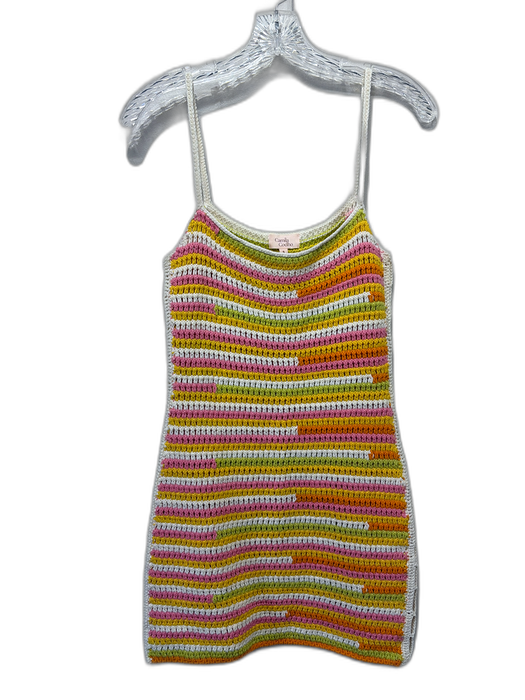 Camila Coelho Size S Cream, Pink & Yellow Cotton Sleeveless Crochet Dress Cream, Pink & Yellow / S