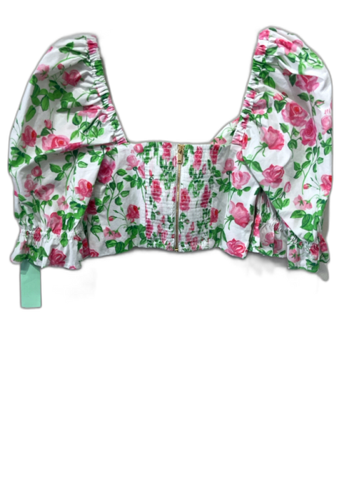 Hill House Size XS White, Green & Pink Cotton Blend Floral Knot Front Skirt Set White, Green & Pink / XS