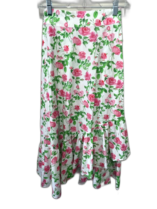 Hill House Size XS White, Green & Pink Cotton Blend Floral Knot Front Skirt Set White, Green & Pink / XS