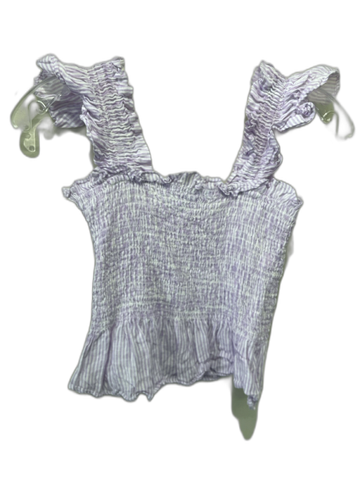 Hill House Size XS White & Purple Linen Striped Sleeveless Mini Skirt Set White & Purple / XS