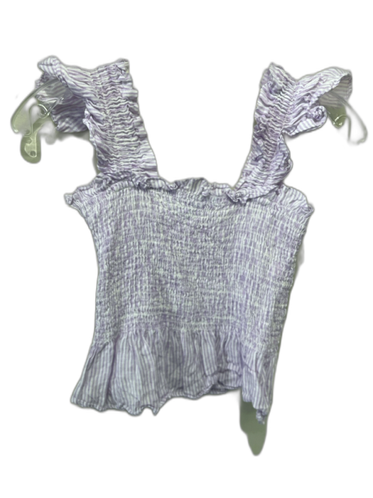 Hill House Size XS White & Purple Linen Striped Sleeveless Mini Skirt Set White & Purple / XS