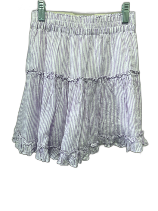 Hill House Size XS White & Purple Linen Striped Sleeveless Mini Skirt Set White & Purple / XS