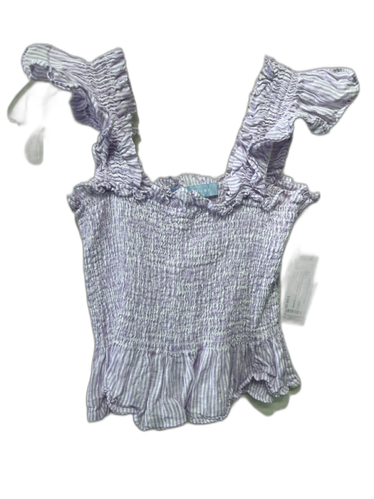 Hill House Size XS White & Purple Linen Striped Sleeveless Mini Skirt Set White & Purple / XS