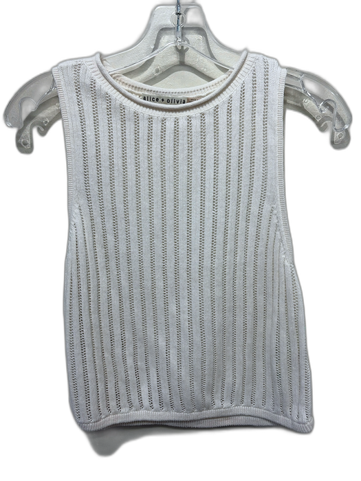 Alice + Olivia Size XS White Linen & Cotton Open Knit Sleeveless Rolled Neck Top White / XS