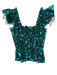 Hill House Size XS Green & Teal Cotton Blend Sleeveless Shirred Botanical Top Green & Teal / XS