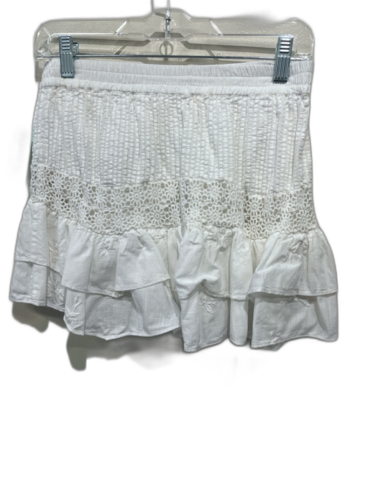 Loveshackfancy Size XS White Cotton Elastic Waistband Floral Lace Mini Skirt White / XS
