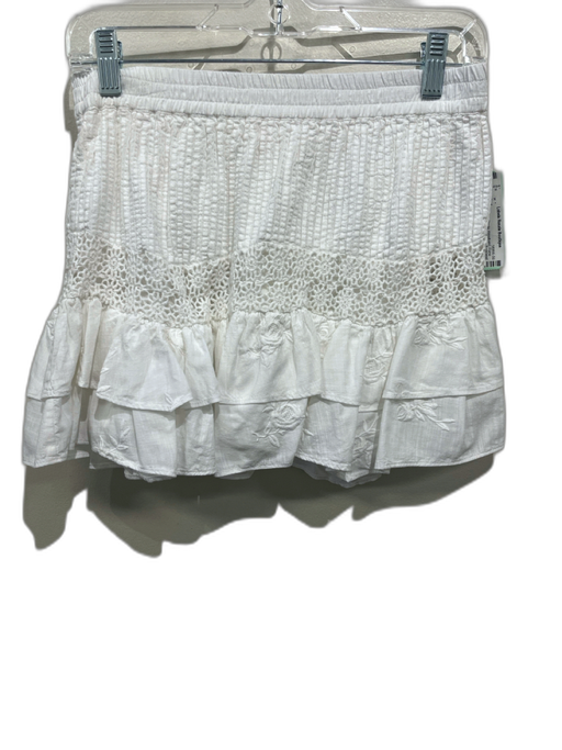Loveshackfancy Size XS White Cotton Elastic Waistband Floral Lace Mini Skirt White / XS