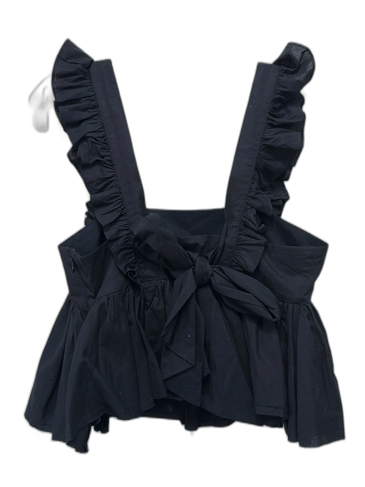 Selkie Size S Black Cotton Sleeveless Gathered Tie Back Poofy Top Black / S
