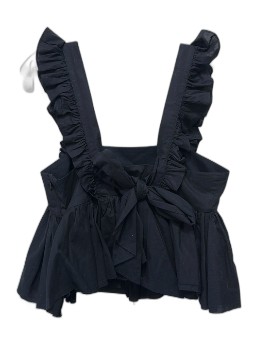 Selkie Size S Black Cotton Sleeveless Gathered Tie Back Poofy Top Black / S