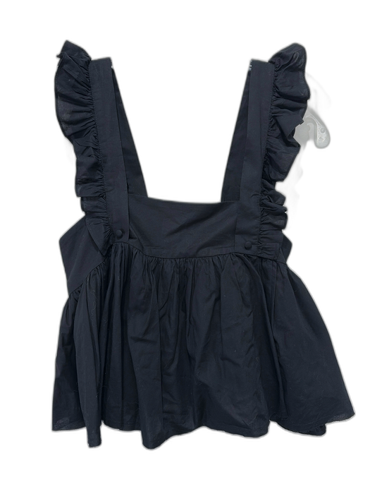 Selkie Size S Black Cotton Sleeveless Gathered Tie Back Poofy Top Black / S
